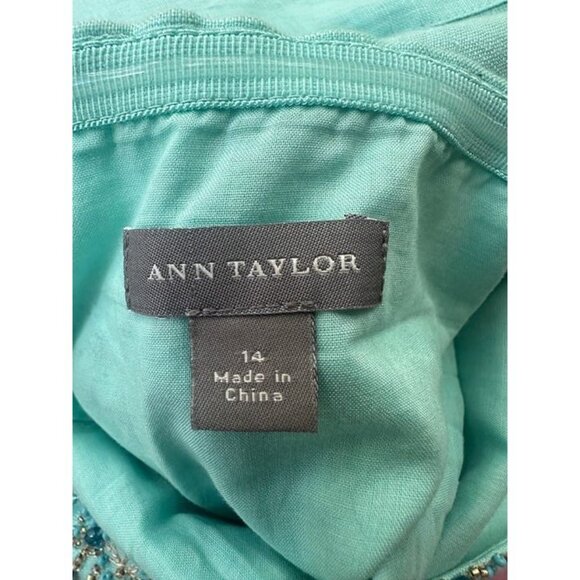 Ann Taylor Ocean Blue 100% Linen Bedded Halter Dress Size 14 - Picture 10 of 10